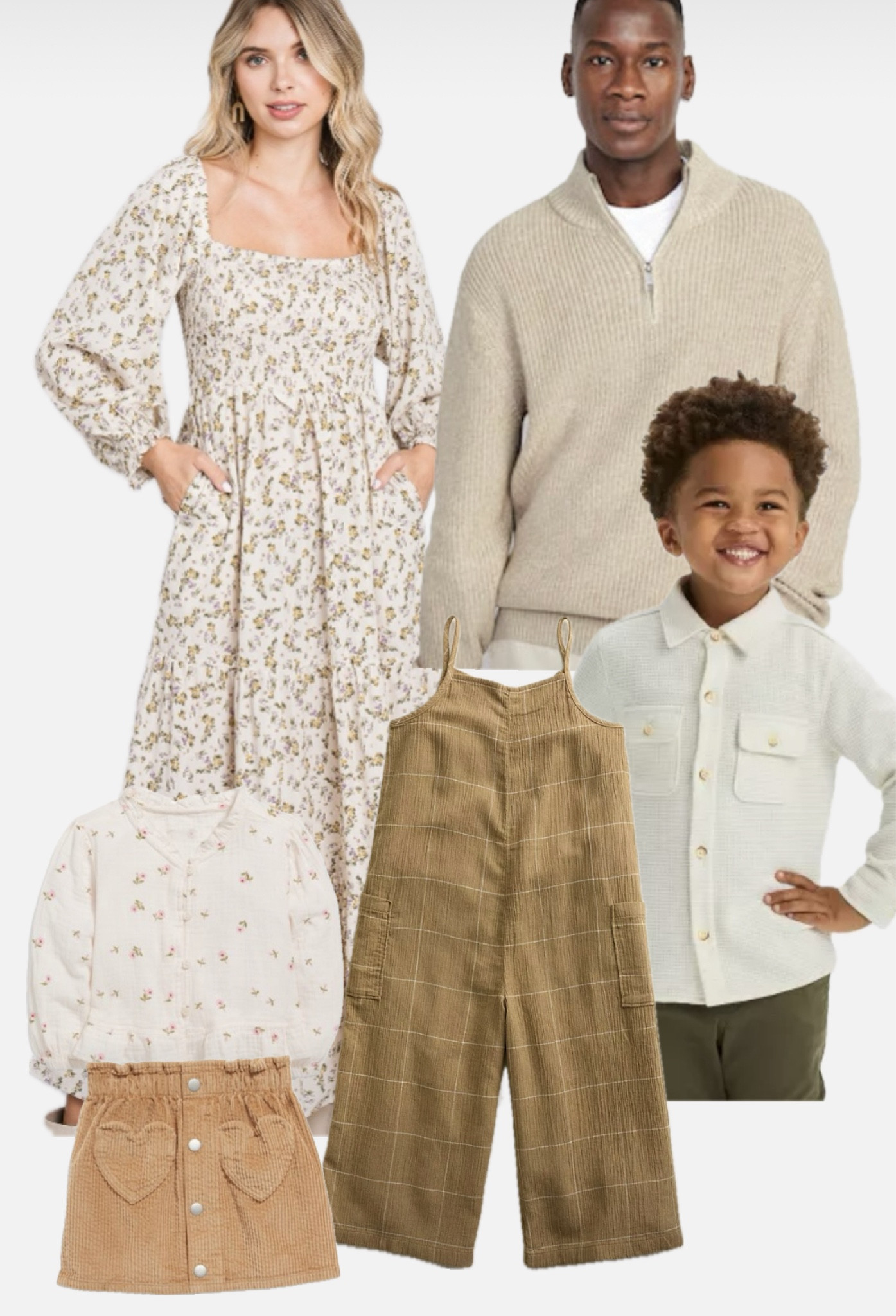 Fall family outfit inspiration! Mix light florals with a fall plaid and fun textures like waffle button downs, corduroy skirt and chunky sweaters 

#LTKKids #LTKBaby #LTKFamily