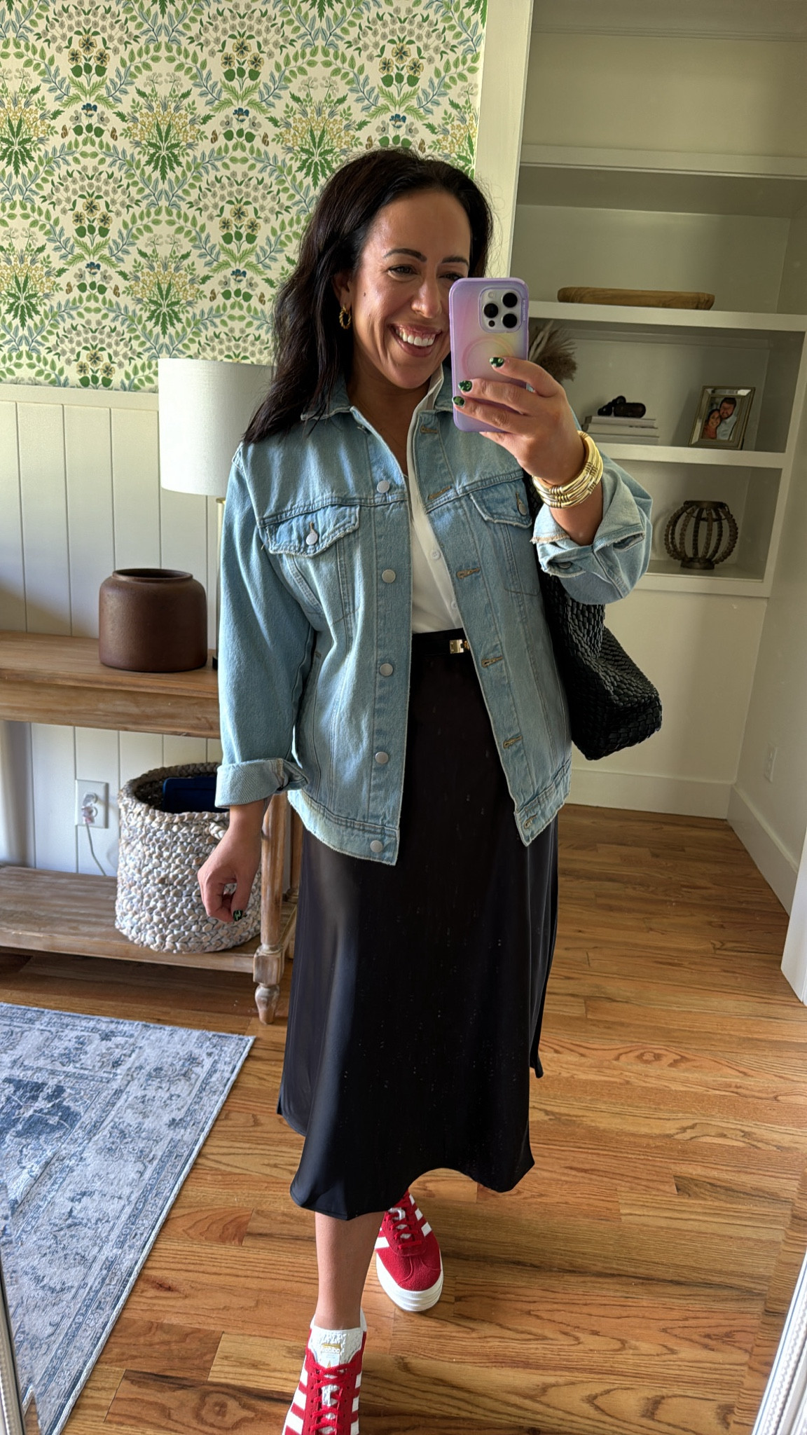 How to style a satin skirt for a late summer, early fall look!

casual fall outfit, denim jacket, maxi skirt, fall fashion, fall outfit inspo, styling denim jacket, adidas gazelles

#LTKStyleTip #LTKShoeCrush #LTKSeasonal