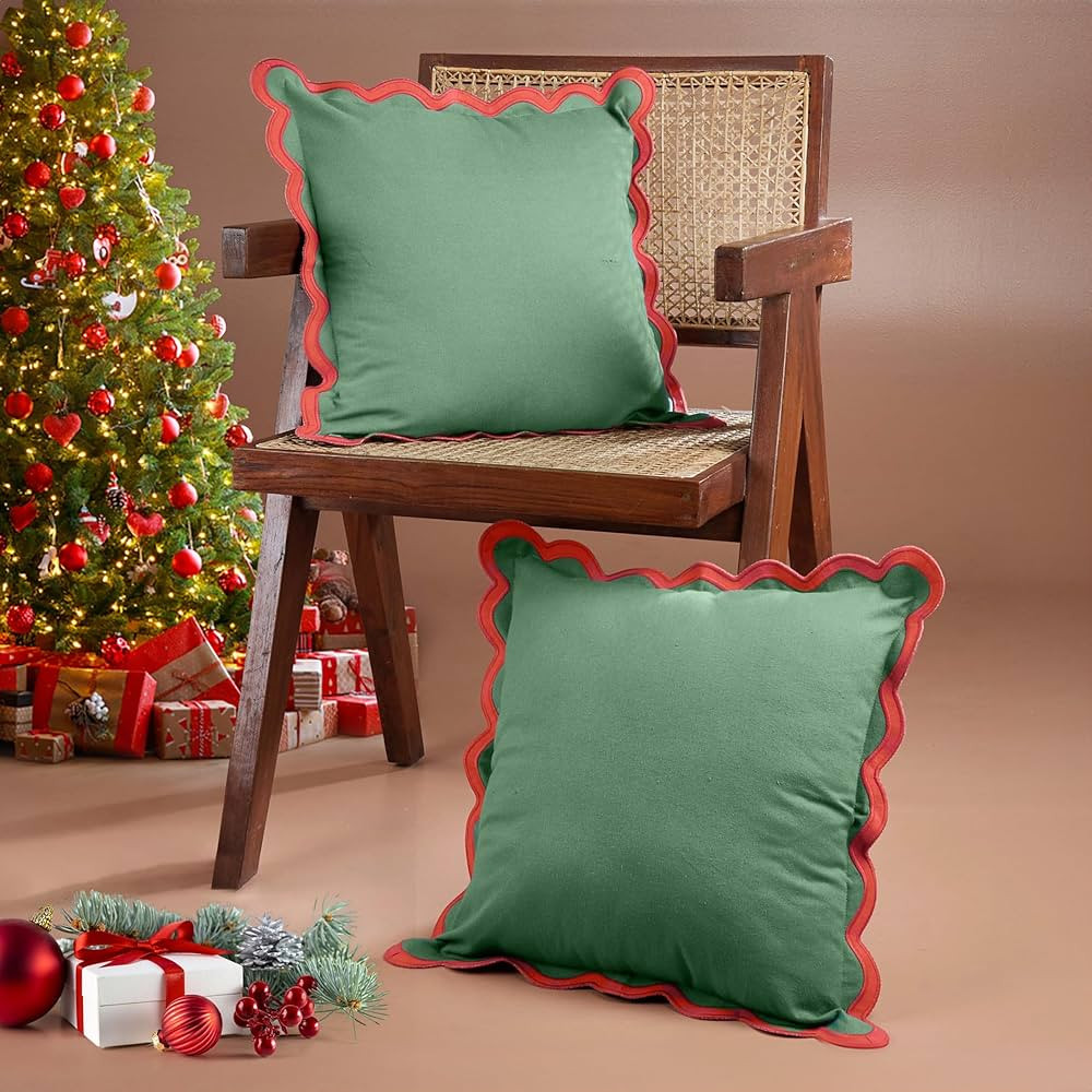 Folkulture Christmas Pillow Covers 18x18, Set of 2 Decorative Couch Pillows for Living Room, 100%... | Amazon (US)