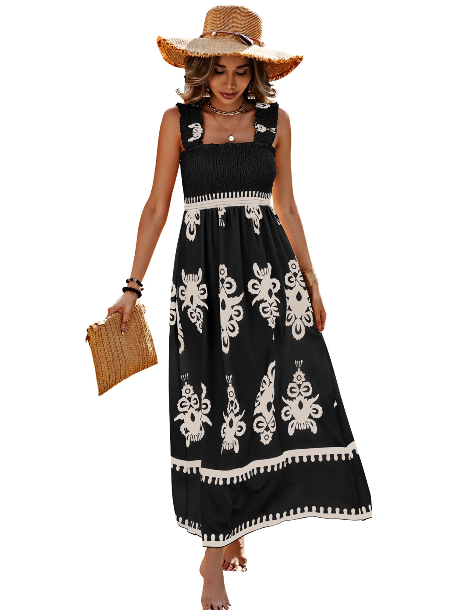 PRETTYGARDEN Women's Square Neck Sleeveless Maxi Dress, Sizes S-XXL - Walmart.com | Walmart (US)