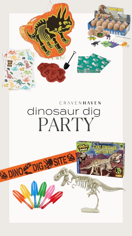 Create your very own dino dig party with these easy and low key party deco items, party favors, shovels and bones!

#LTKkids #LTKfamily