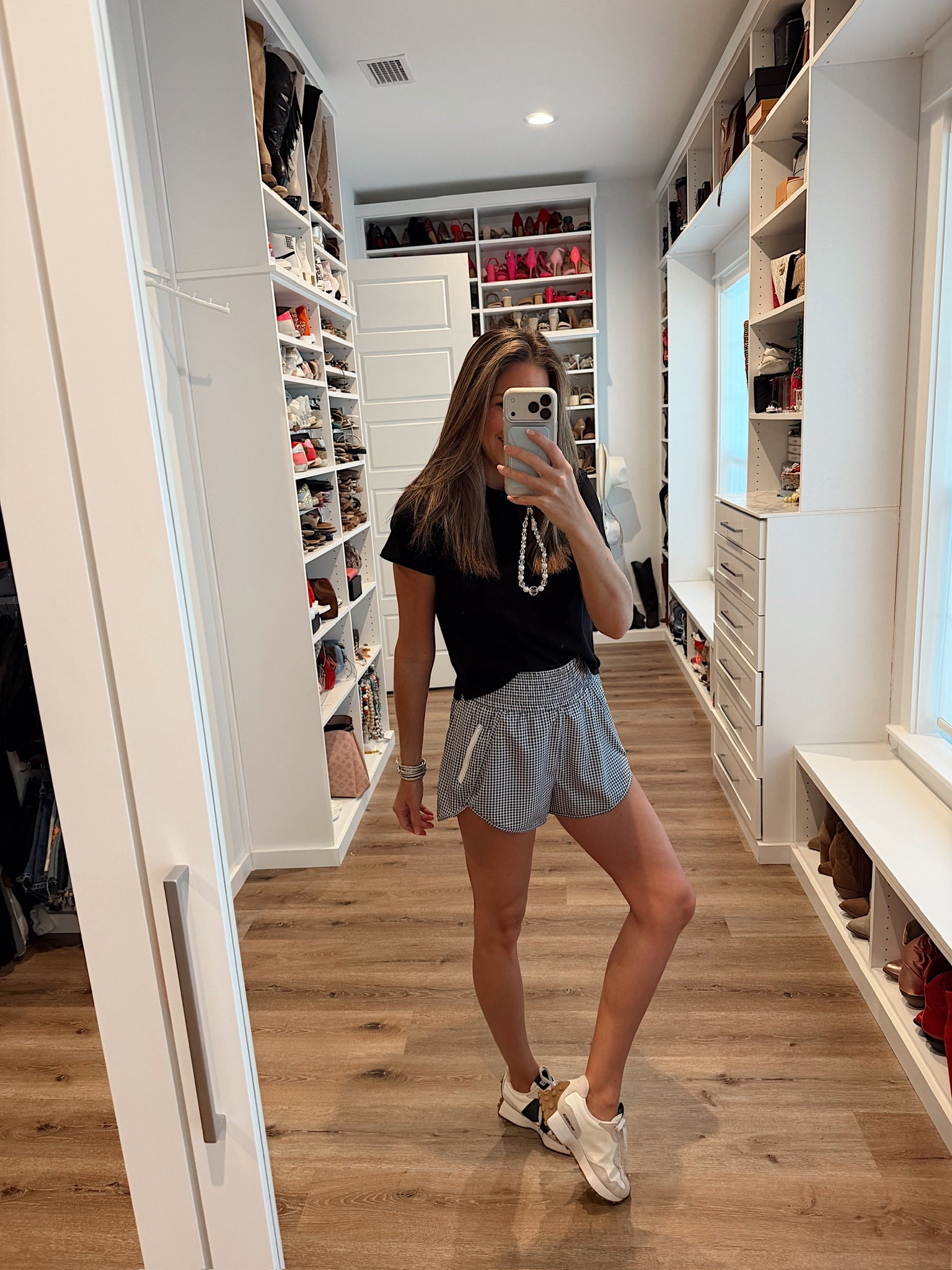 In a medium top, small shorts, sneakers and accessories - fits tts.

#LTKmomlife #LTKootd #LTKSeasonal