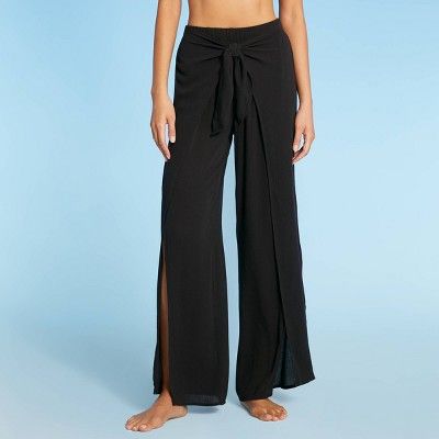 Women&#39;s Tie-Front Cover Up Pants - Kona Sol&#8482; Black S | Target
