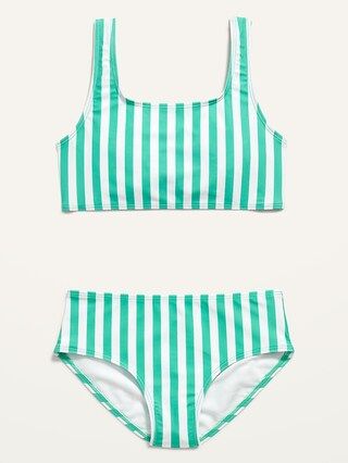 Striped Square-Neck Bikini Swim Set for Girls | Old Navy (US)