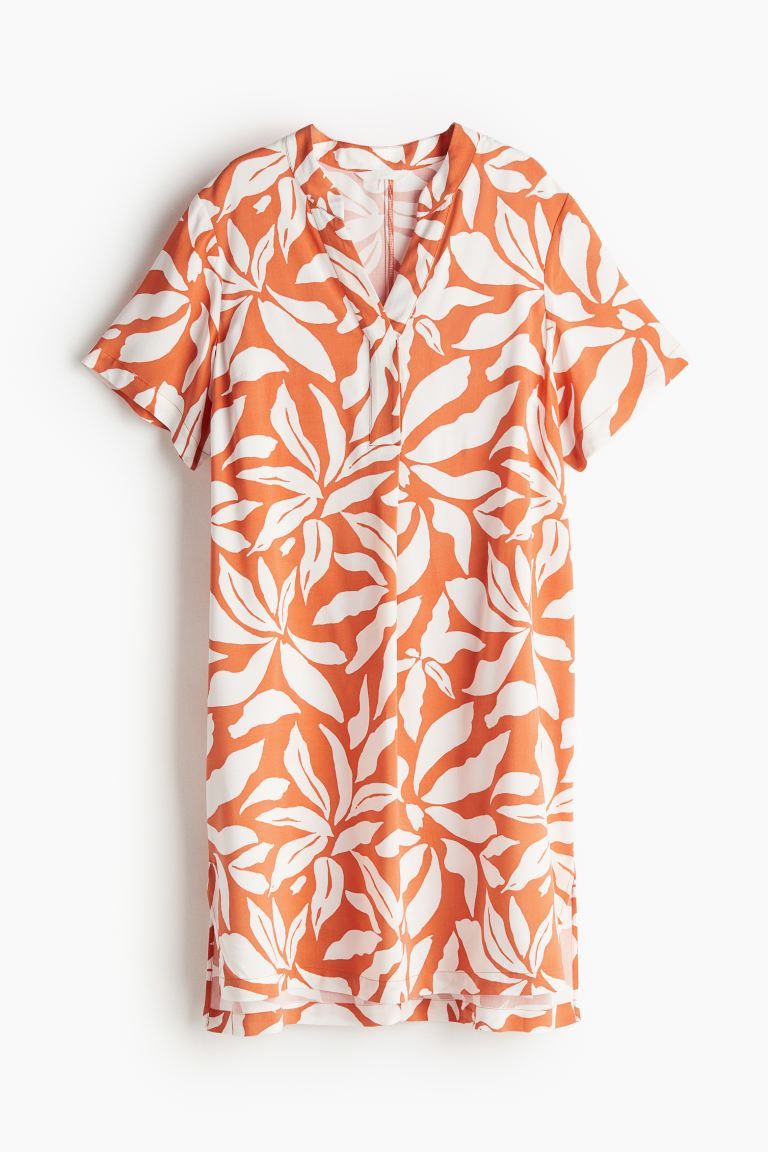 Viscose Tunic Dress - Orange/patterned - Ladies | H&M US | H&M (US + CA)