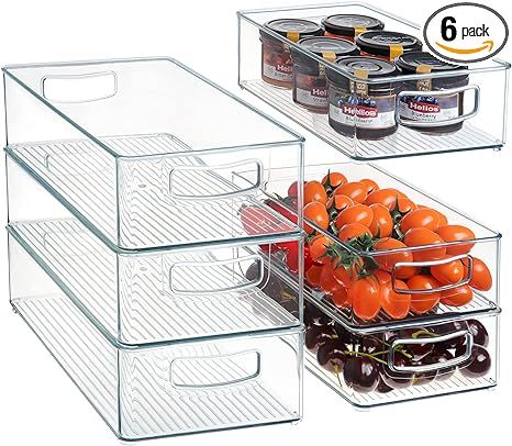 Set Of 6 Refrigerator Organizer Bins (3 Large & 3 Medium sizes) - Stackable Fridge Organizers for... | Amazon (US)