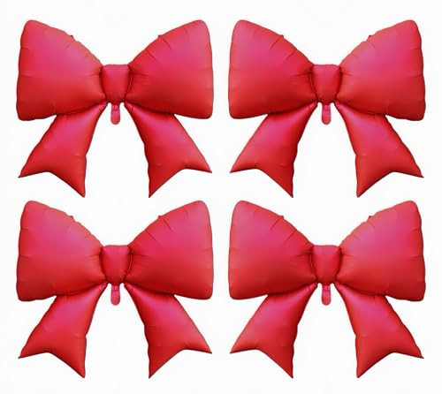 4 Pcs Giant Red Bow Balloons 38 Inch/coquette Red Bowknot Ribbons Balloon/Bow-Knot Foil Balloons for Baby Shower Bridal Gender Reveal Girl Party Wall Decor | Amazon (US)