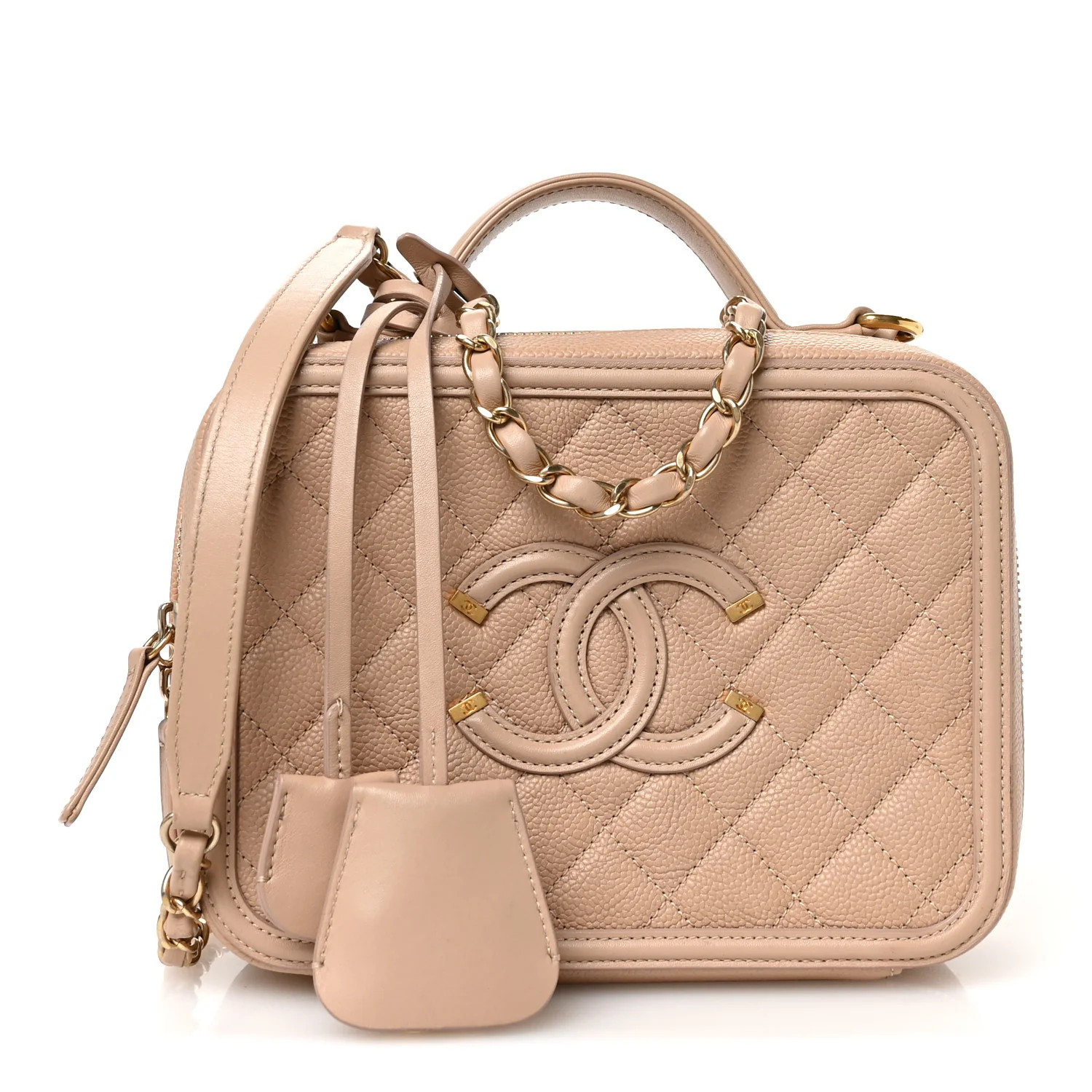 Chanel Caviar Quilted Medium CC Filigree Vanity Case Beige 1728168 | FASHIONPHILE (US)