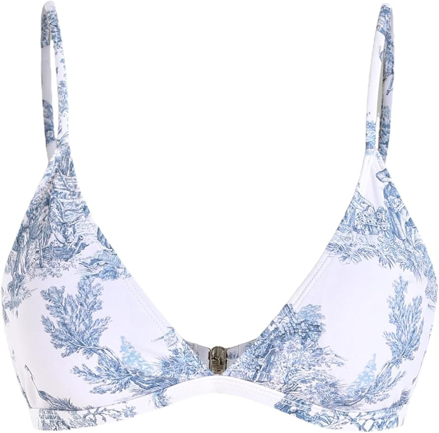 CIDER Toile de Jouy Triangle Bikini Top | Amazon (US)