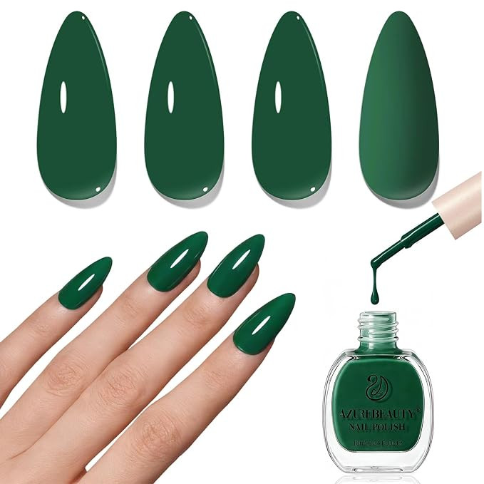 AZUREBEAUTY Deep Forest Green Quick Dry Nail Polish | natural nail care , ideal for home salon DI... | Amazon (US)