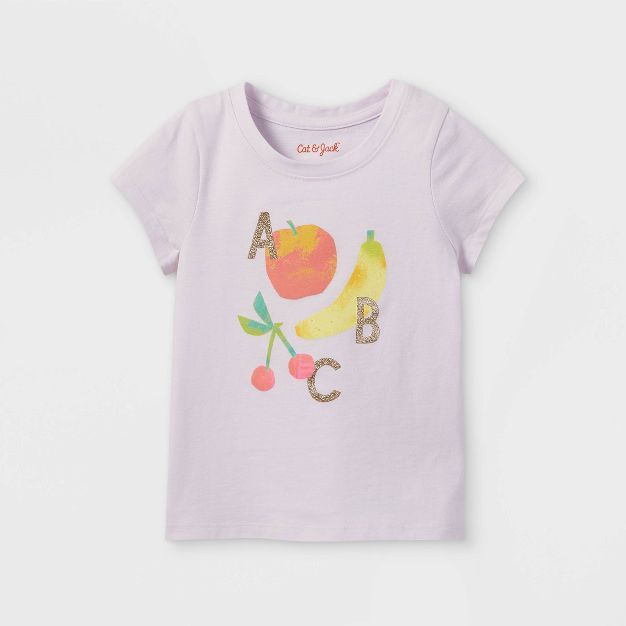 Toddler Girls' 'ABC' Glitter Fruit Graphic T-Shirt - Cat & Jack™ Violet | Target