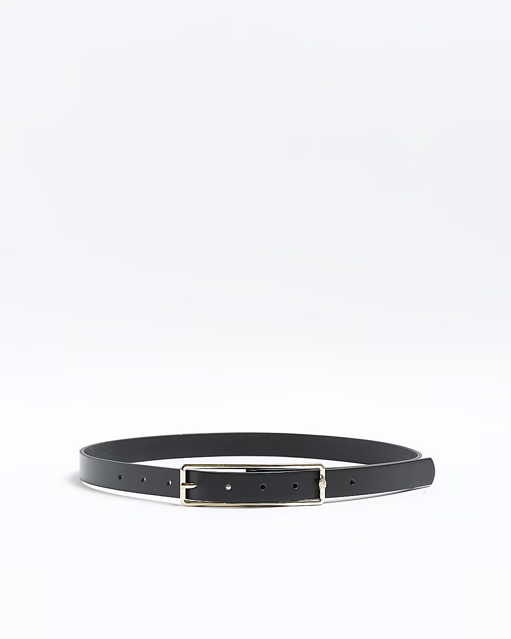 Black slim buckle belt | River Island (UK & IE)