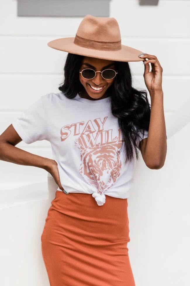 Stay Wild Tiger White Graphic Tee | The Pink Lily Boutique