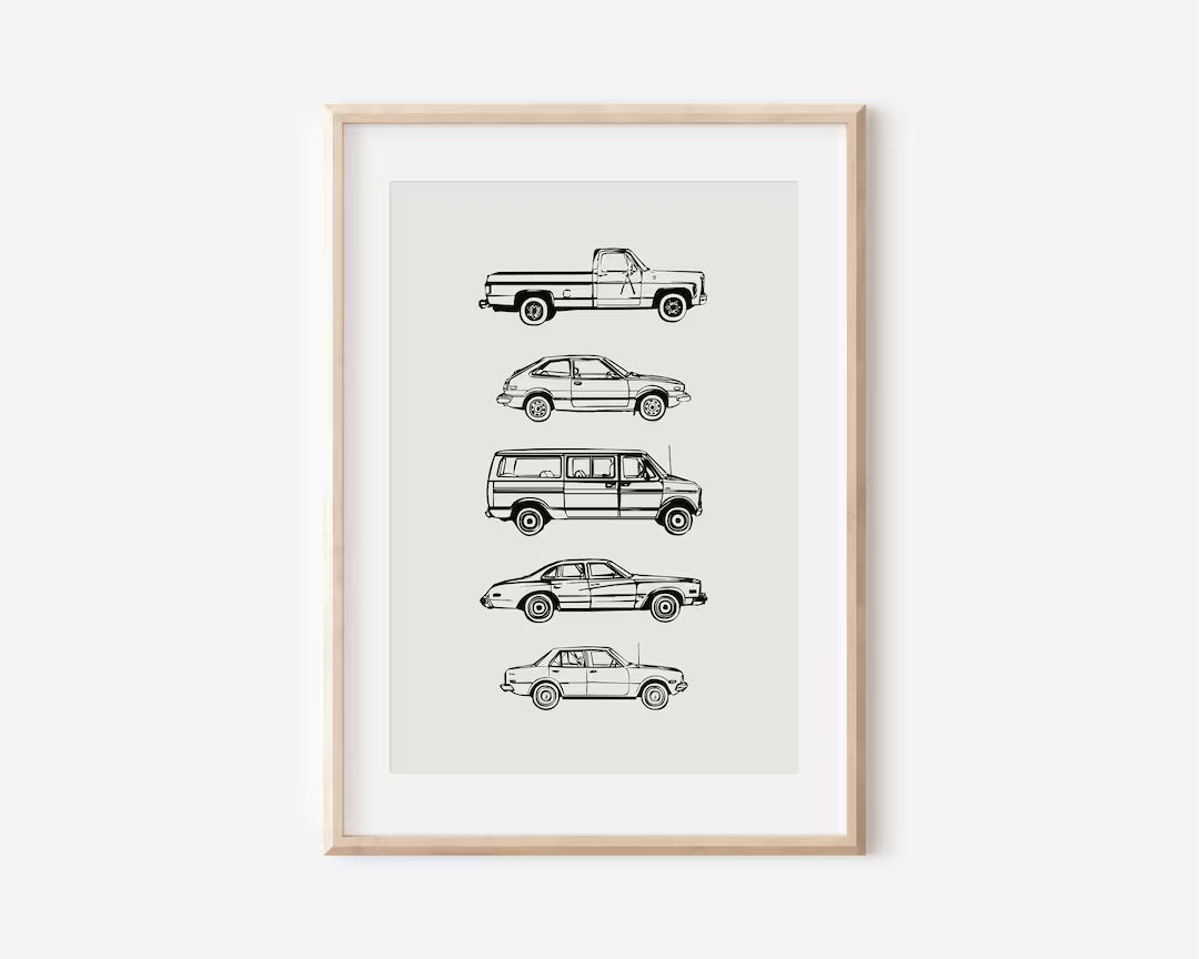 Retro Vintage Cars Downloadable Print, Vehicle Boy Nursery Decor, Kids Room, Minimalist Play Room... | Etsy (US)