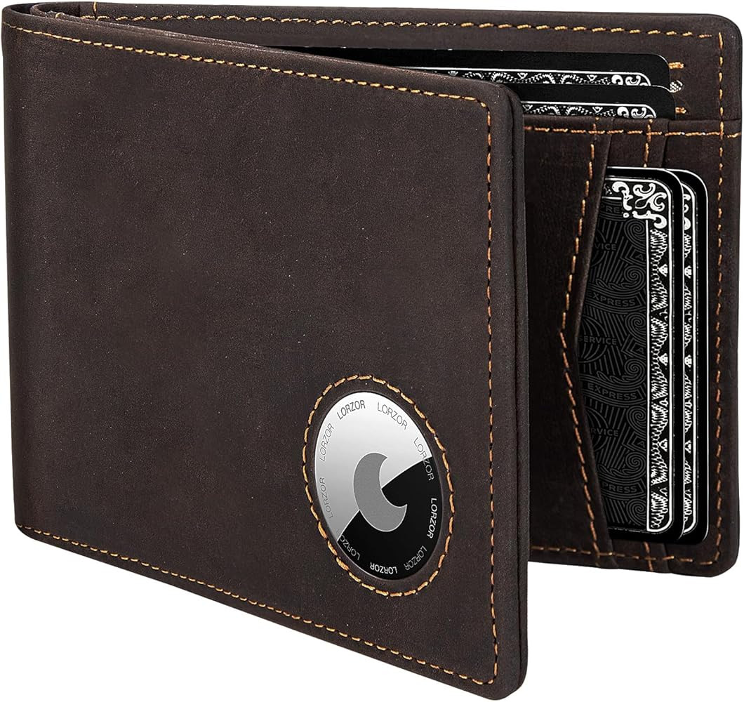 AirTag Wallet - Minimalist Front Pocket Mens Wallet for Apple Air Tag, Full Grain Leather, Bifold... | Amazon (US)