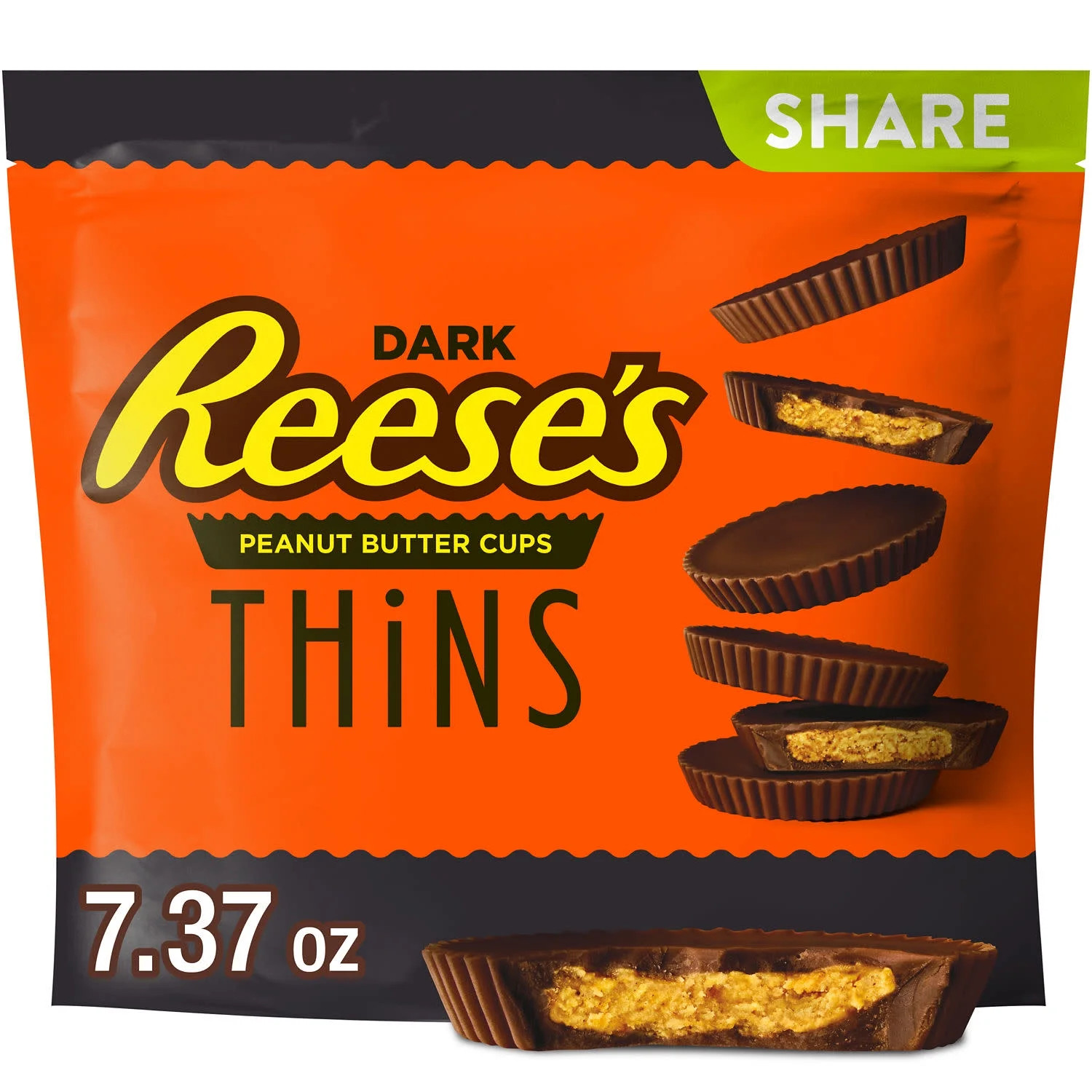 Reese s THINS Dark Chocolate Peanut Butter Cups Candy Individually Wrapped 7.37 oz Share Bag | Walmart (US)