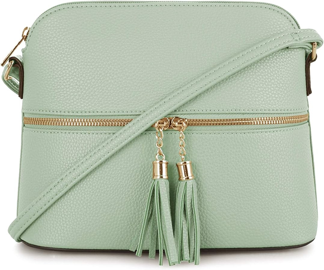 SG SUGU Lunar Lightweight Medium Dome Crossbody Bag Shoulder Bag with Tassel | Zipper Pocket | Ad... | Amazon (US)