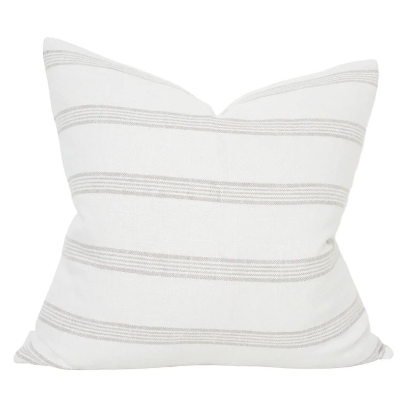 French Stripe Beige and White Decorative Pillow | Arianna Belle