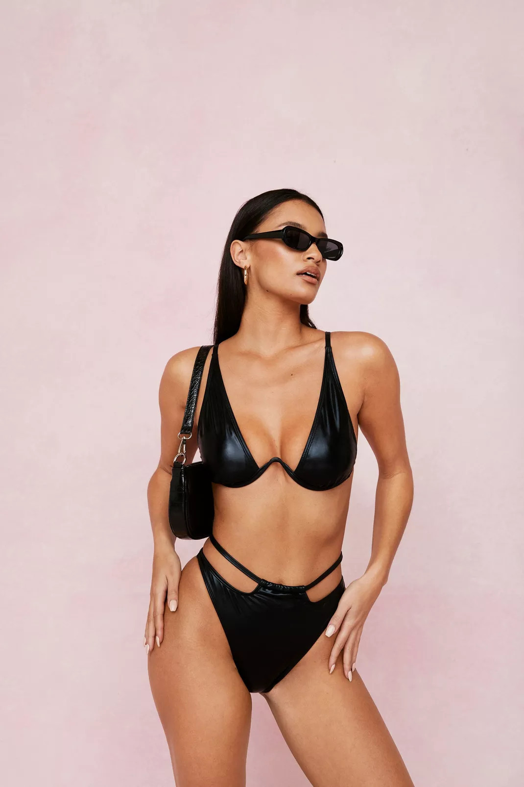 Coated Underwire V Neck Cut Out Bikini Set | Nasty Gal US
