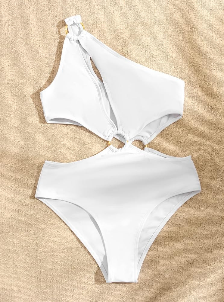Hilinker Women's O-Ring Cutout Halter One Piece Swimsuit High Cut Bathing Suit | Amazon (US)