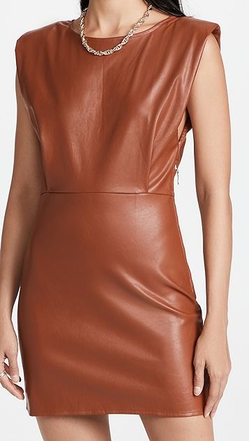 Vegan Leather Padded Shoulder Dress | Shopbop