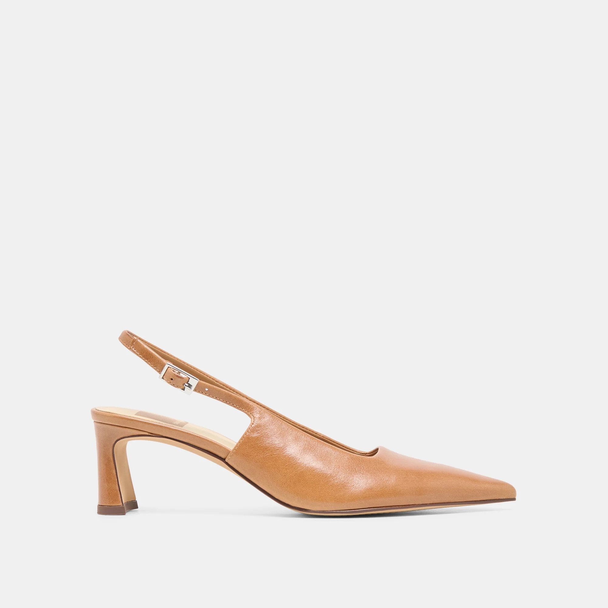KOKO Tan Leather Slingback Closed-Toe Mid Heels | Dolce Vita | DolceVita.com