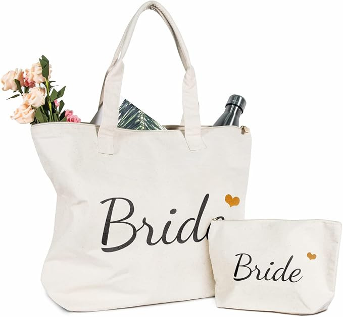 TOPDesign Bride Canvas Tote Bag, Gifts for Engagement / Bridal Shower / Bachelorette / Wedding Pa... | Amazon (US)