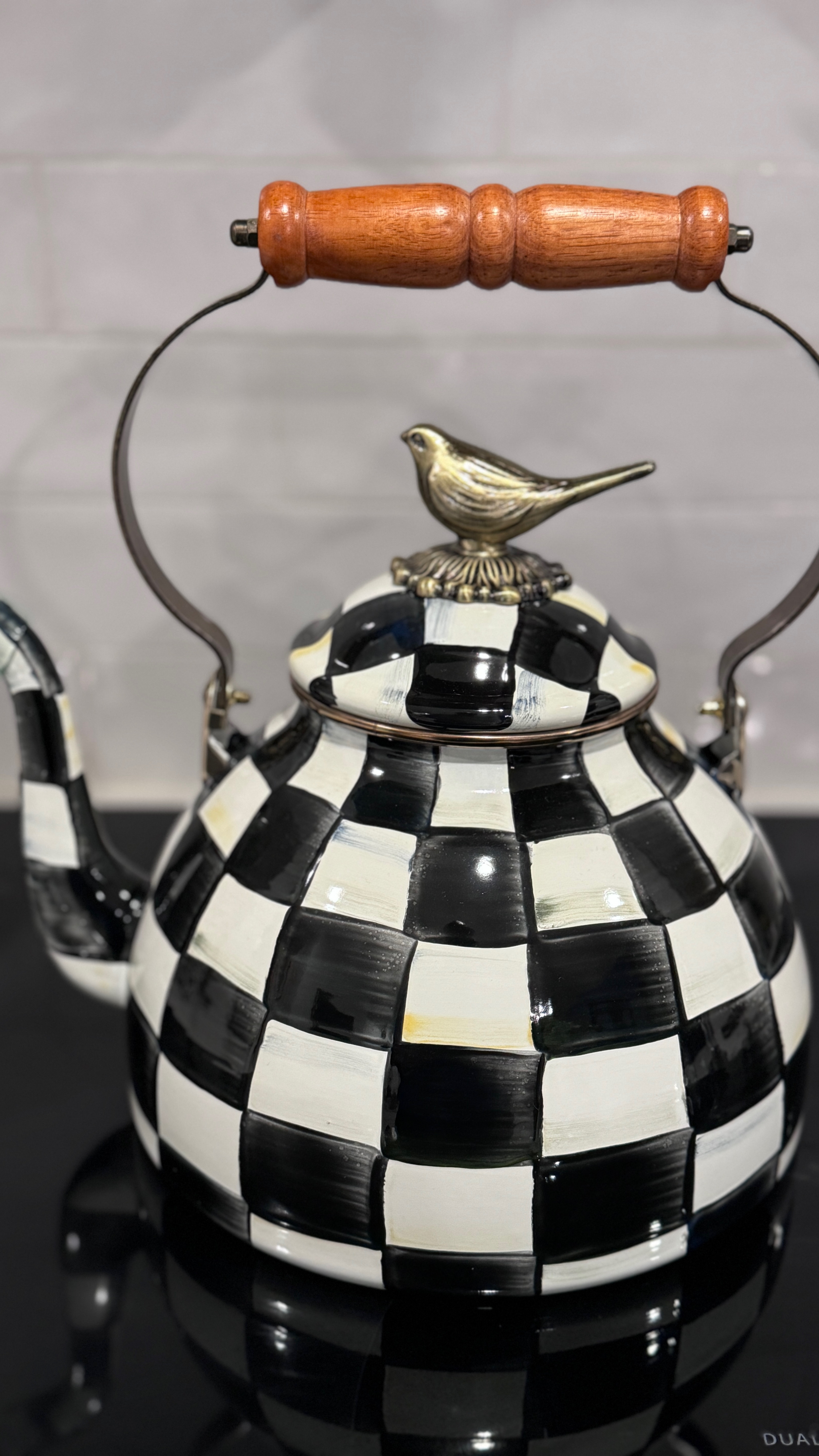 The limited-edition MacKenzie-Childs Courtly Check Tea Kettle with Bird Knob is absolutely BEAUTIFUL in the kitchen and really makes a statement on your cooktop! #mackenziechilds #kettle #limitededition 

#LTKHome #LTKGiftGuide