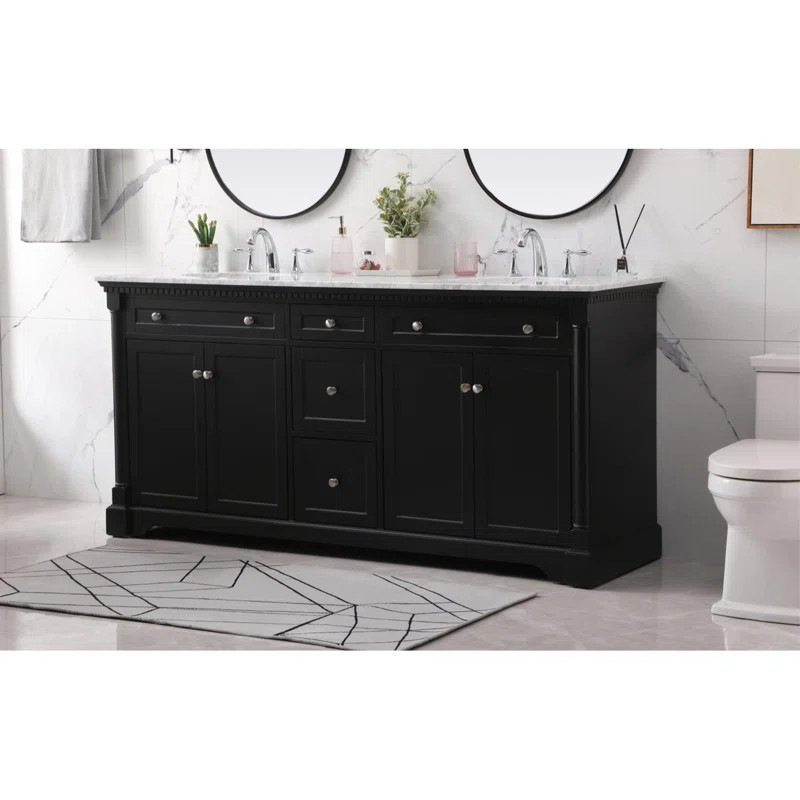 72'' Double Bathroom Vanity with Marble Top | Wayfair North America