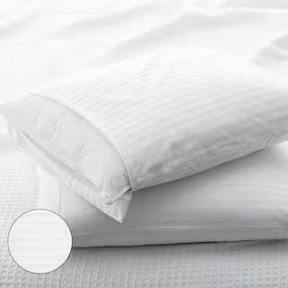 The Company Store Ultimate Damask Cotton Standard Pillow Protector OC22-STD-WHITE - The Home Depo... | The Home Depot