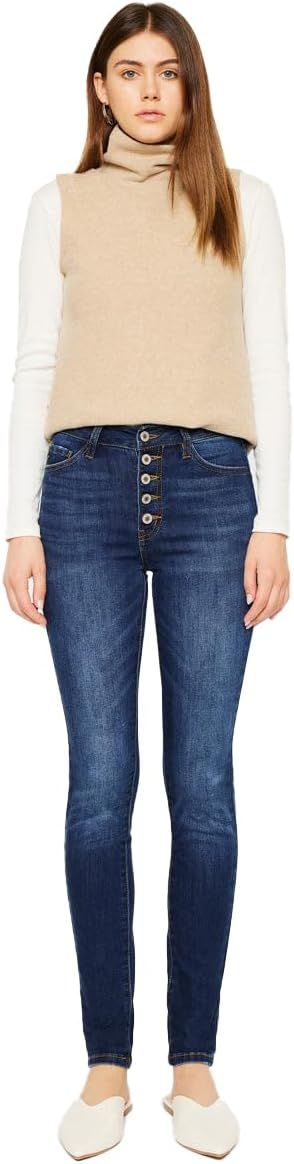 Kan Can USA Victoria High-Rise Exposed Button Wash Skinny Jeans - kc7113 | Amazon (US)