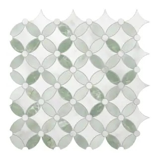 Green Coin Waterjet 11.2 in. x 11.2 in. x 0.12 in. SPC Peel and Stick Backsplash Wall Tile (10-Pa... | The Home Depot
