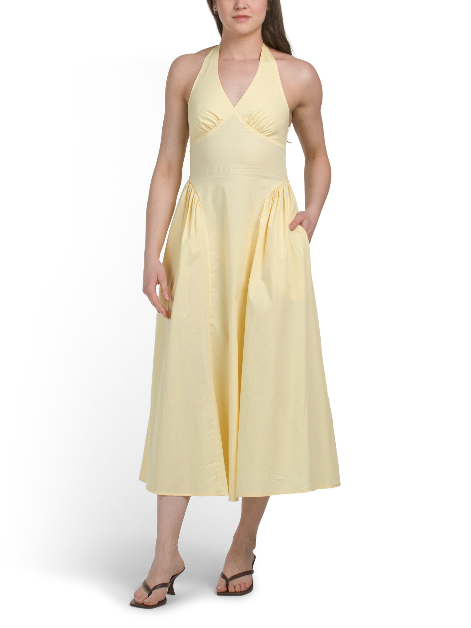 Poplin Halter Neck Basque Waist Maxi Dress | Casual Dresses  | Marshalls | Marshalls