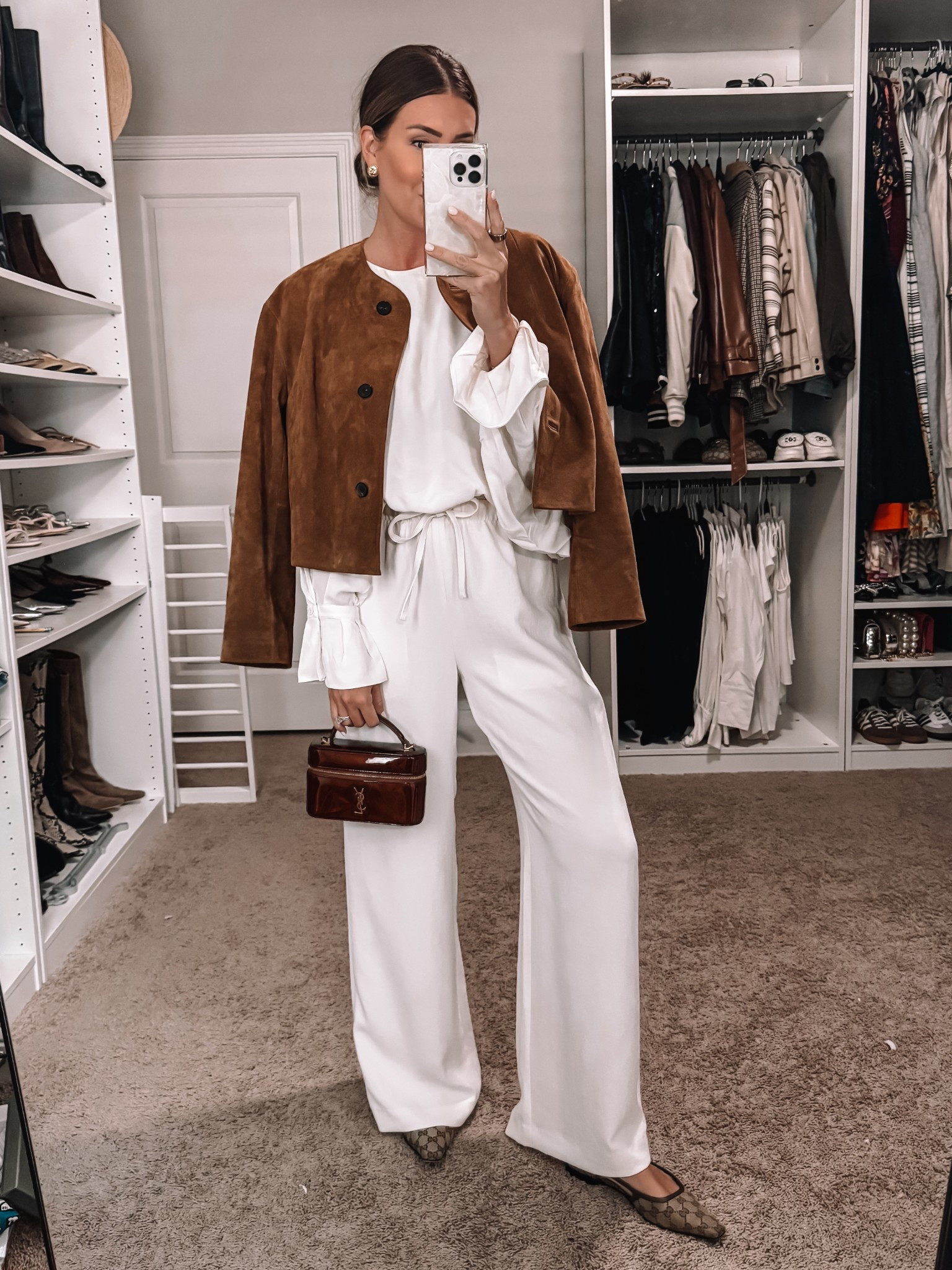 Medium in top and pants, medium in suede jacket (on sale 20% off with jeans purchase) 

#LTKSaleAlert #LTKStyleTip