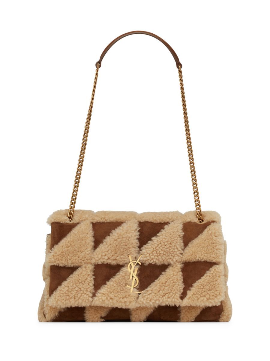 Jamie Medium Chain Bag "Carré Rive Gauche" In Suede And Shearling Patchwork | Saks Fifth Avenue