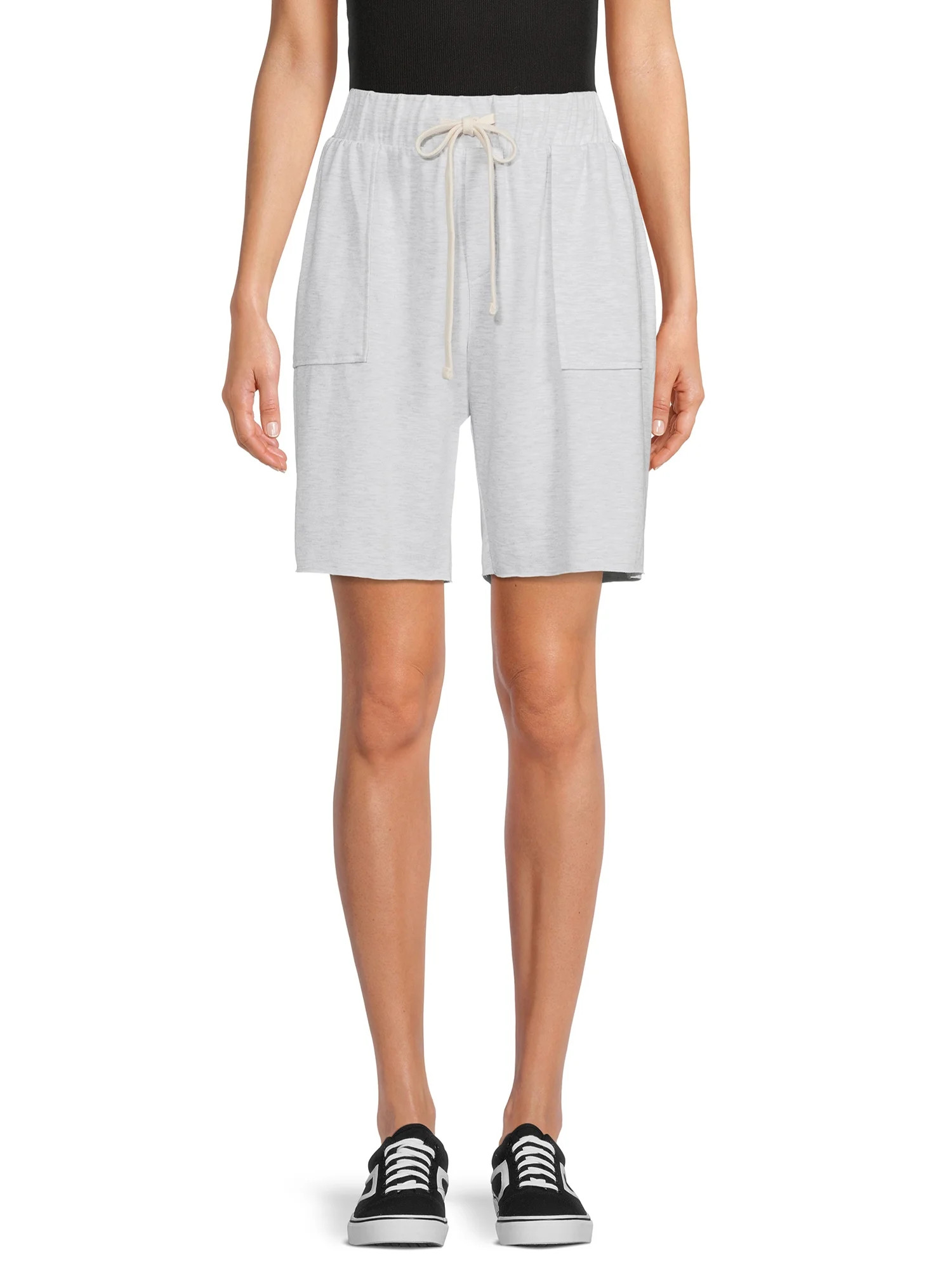 LA Threads Women’s Fleece Boyfriend Shorts - Walmart.com | Walmart (US)