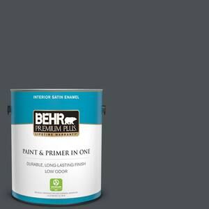 BEHR PREMIUM PLUS 1 gal. #770F-6 Evening Hush Satin Enamel Low Odor Interior Paint and Primer in ... | The Home Depot