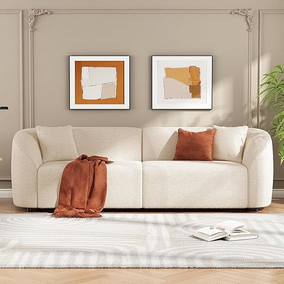 Christopher Knight Home Sabbo 87.50" Boucle Upholstered Couch, Oversized 2 Seater Sofa, Curved So... | Amazon (US)