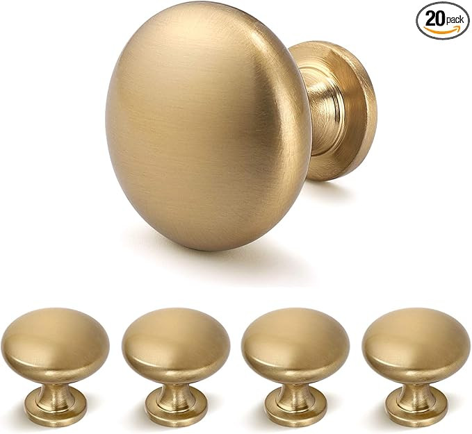 Brass Cabinet Knobs and Pulls Solid,Aged Gold Round Knob,Champagne Bronze Cabinet Knobs,1-1/5 Dia... | Amazon (US)