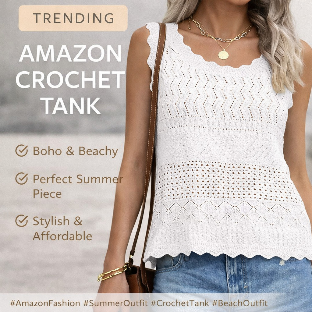 This PRETTYGARDEN crochet tank top is the perfect boho summer staple. The lightweight knit design and scalloped edges create a stylish beachy look that pairs effortlessly with denim shorts, linen pants, or skirts. A trendy Amazon fashion find for vacation outfits, casual summer style, and warm weather wardrobes.

#AmazonFashion #AmazonFinds #CrochetTop #BohoStyle #SummerOutfit #BeachVacation #TrendyAmazon #CasualChic #SummerWardrobe #VacationStyle 

 #LTKSpringSale #LTKSeasonal #LTKSwim
