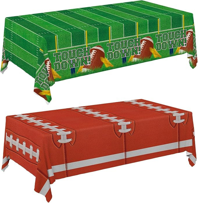 2-Pack Football Decorations – Touchdown Tablecloth Set, 54x108 Disposable Plastic Covers for Game Party, Birthday Party & Football-Themed Favors | Amazon (US)