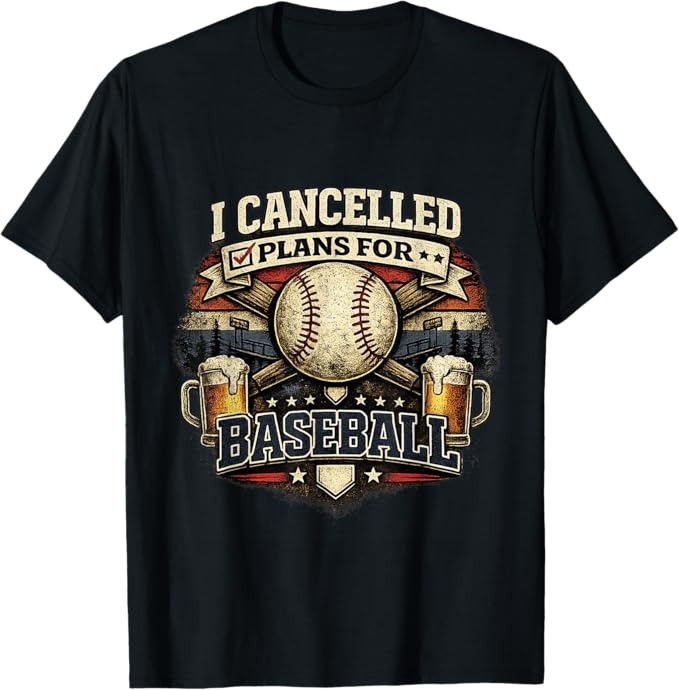 I Cancelled Plans for Baseball Vintage Retro Graphic T-Shirt | Amazon (US)