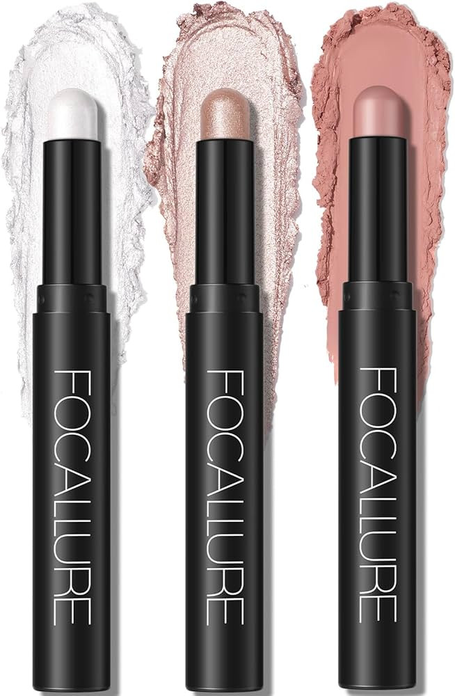 FOCALLURE 3 Pcs Cream Eyeshadow Stick,Shimmer Eyeshadow Pencil Crayon,High Pigmented Crease-proof... | Amazon (US)