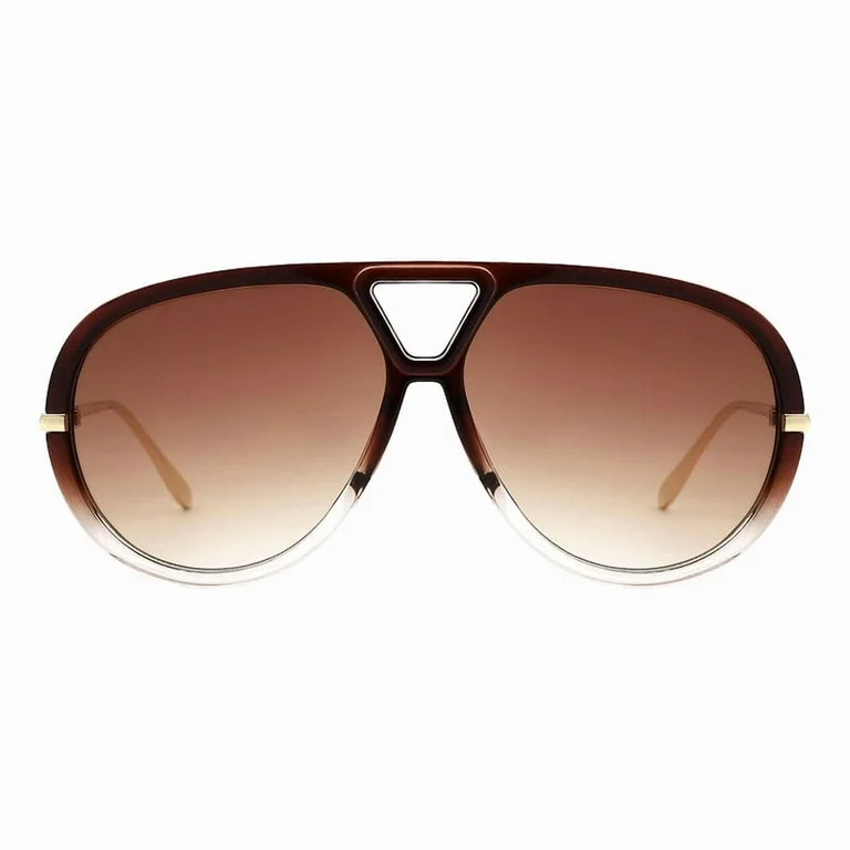 Oversize Pilot Sunglasses Round Racer Celebrity Fashion UV400 Brown Clear, Brown | Walmart (US)