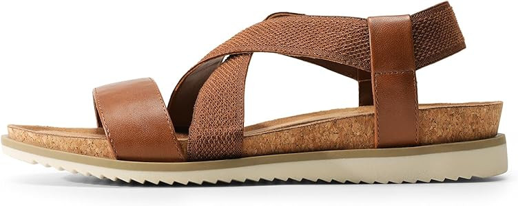 DREAM PAIRS Women's Comfortable Low Wedge Sandals, Open Toe Slip On Strappy Flat Sandals Light-we... | Amazon (US)