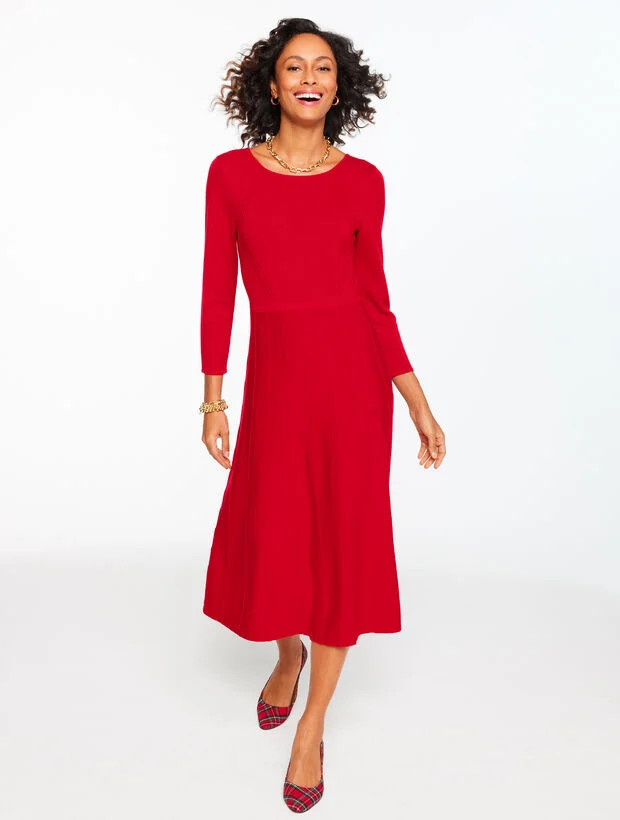 Merino Wool Pleated Sweater Dress | Talbots