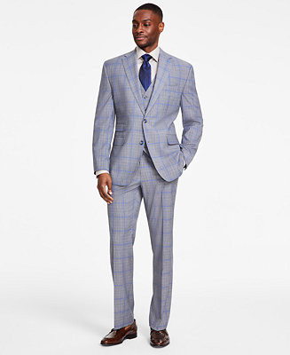 Tayion Collection Men's Classic-Fit Plaid Vested Suit Separates - Macy's | Macy's