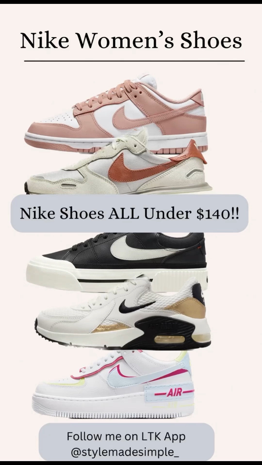 Nike Womens shoes gift guide all under $100 Back to school nike shoes , dunk low nike shoes Air Force nike shoes for women , women’s Nike shoes , casual walking Nike shoes , casual Nike shoes for teenager girls , college shoes for girls , women’s Nike shoes , casual Nike shoes for women. 

#LTKTravel #LTKfitnessgoals #LTKSaleAlert