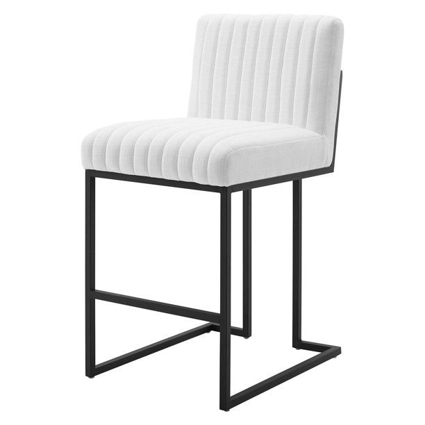 Tufted Counter Stool Chair, Fabric, Metal Steel, White, Modern Contemporary Urban Design, Bar Pub... | Walmart (US)