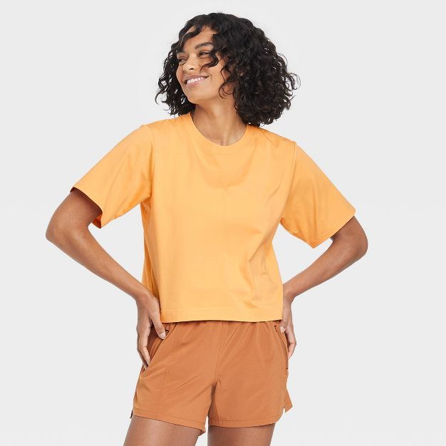 Women's Supima Cotton Cropped Short Sleeve Top - All in Motion™ | Target